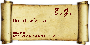 Behal Géza névjegykártya